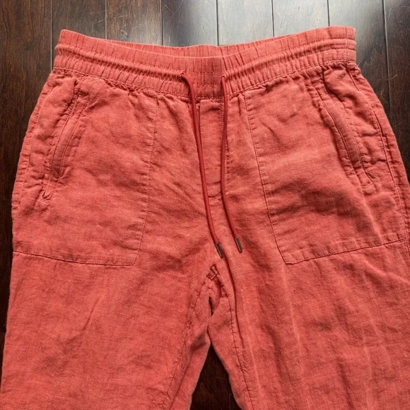 Athleta Retreat Linen Women’s Joggers Size 8 Coral Orange With Zip Pockets - Picture 2 of 6